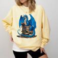 Book Lover Bookworm Reading Books Dragon Premium Tri-Blend Comfort Colors Sweatshirt Blue Spruce