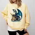 Book Lover Bookworm Reading Books Dragon Sci-Fi Character Comfort Colors Sweatshirt Blue Spruce