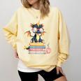 Book Lover Chibi Dragon With Big Red Glasses Bookworm Comfort Colors Sweatshirt Blue Spruce