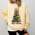Book Lover Christmas Tree I Have No Shelf Control Comfort Colors Sweatshirt Blue Spruce