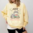 Book Lover Cute Cat Coffee Just 1 More Chapter Cozy Reading Comfort Colors Sweatshirt Blue Spruce