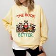 Book Lover Racoon Reading Bookish The Book Was Better Comfort Colors Sweatshirt Blue Spruce
