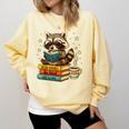 Book Lover Racoon Reading Bookish Library Read Books Be Kind Comfort Colors Sweatshirt Blue Spruce