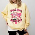 Book Lover Read Your Heart Out Teacher Kids Valentines Comfort Colors Sweatshirt Blue Spruce