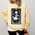 Book Lover The Reader Tarot Card Skeleton Reading Comfort Colors Sweatshirt Blue Spruce