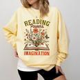 Book Lover Reading Bookish Floral Reading Powers Imagination Comfort Colors Sweatshirt Blue Spruce