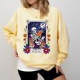 Book Lover Tarot Card The Reader Mystic Skeleton Comfort Colors Sweatshirt Blue Spruce