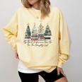 My Book Preference Has Me On The Naughty List Christmas Tree Comfort Colors Sweatshirt Blue Spruce