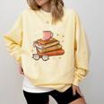 Book Reading Kafee Librarian Vele Books And Little Time Comfort Colors Sweatshirt Blue Spruce