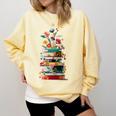 Book Stack With Flowers Reading Lover Bookish Comfort Colors Sweatshirt Blue Spruce
