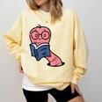 Book Worm Pun Read Reading Librarian America Men Women Kids Comfort Colors Sweatshirt Blue Spruce