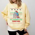 All Booked For Christmas Tree Book Ugly Christmas Sweatshirt Comfort Colors Sweatshirt Blue Spruce