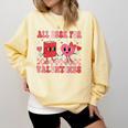 All Booked For Valentine Book Librarian Teacher Women Kids Comfort Colors Sweatshirt Blue Spruce