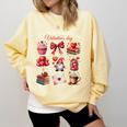 All Booked For Valentine Coquette Bow Girl Women Teacher Comfort Colors Sweatshirt Blue Spruce