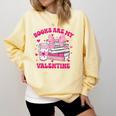 All Booked For Valentines Book Reading Coquette Bow Comfort Colors Sweatshirt Blue Spruce