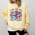 Books Fireworks And Freedom Independence Day Book Lover Comfort Colors Sweatshirt Blue Spruce