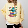 Books It's Okay To Be Kind Yellow Mental Health Day Kids Comfort Colors Sweatshirt Blue Spruce