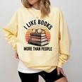 I Like Books More Than People Glasses Comfort Colors Sweatshirt Blue Spruce