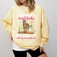 Books And My Savannah Cat Owner Savannah Cat Lover Comfort Colors Sweatshirt Blue Spruce