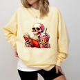 I Like My Books Spicy And My Coffee Icy Skeleton Comfort Colors Sweatshirt Blue Spruce