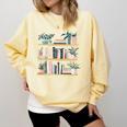 Bookshelves With Books & Plants Premium Comfort Colors Sweatshirt Blue Spruce
