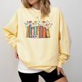Booktrovert Cozy Book Lover Book Nerd Literary Humor Comfort Colors Sweatshirt Blue Spruce