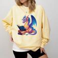 Bookworm Book Lover Women Girls Dragon Reading Comfort Colors Sweatshirt Blue Spruce