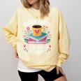 Bookworm Tees Drink Coffee Read Books Be Happy Comfort Colors Sweatshirt Blue Spruce