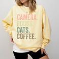 Camera Books Cats And Coffee Lover Photography Men Women Comfort Colors Sweatshirt Blue Spruce