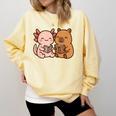 Capybara Axolotl Kawaii Kids Anime Book Lover Reading Comfort Colors Sweatshirt Blue Spruce Capybara Axolotl Kawaii Kids Anime Book Lover Reading Comfort Colors Sweatshirt Blue Spruce