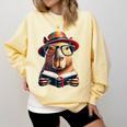 Capybara Bookworm Rodent Reading a Book Comfort Colors Sweatshirt Blue Spruce