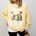 Carve Out Time To Read Halloween Ghost Books Raglan Baseball Tee Comfort Colors Sweatshirt Blue Spruce