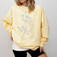 Cat Holds Book Writing Animal Print Motif Drawing Art Cat Comfort Colors Sweatshirt Blue Spruce