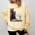 Cats And Books Book & Cat Lover Easily Distracted By Comfort Colors Sweatshirt Blue Spruce