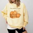 Cats Books And Coffee Heart Cozy Cat Lover Bookworm Readers Comfort Colors Sweatshirt Blue Spruce