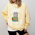 Cats And Books Read Reading Librarian Book Across America Comfort Colors Sweatshirt Blue Spruce