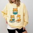 Cats Reading Book Lover Reading Bookworm Reader Comfort Colors Sweatshirt Blue Spruce