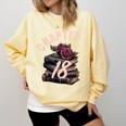 Chapter 18 18th Birthday Women Book Lovers Its My Birthday Comfort Colors Sweatshirt Blue Spruce