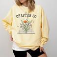 Chapter 80 Book Lovers & Readers 80th Birthday Wildflowers Comfort Colors Sweatshirt Blue Spruce