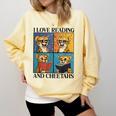 Cheetah Love Reading And Cheetahs Kids Bookworm Comfort Colors Sweatshirt Blue Spruce