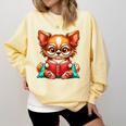 Chihuahua Reading a Book Dog Comfort Colors Sweatshirt Blue Spruce