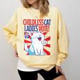 Childless Cat Ladies Vote Kamala Harris Cute Comic Book Cat Comfort Colors Sweatshirt Blue Spruce