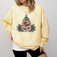 Christmas Book Reading Reader Xmas Bibliophile -Adult Christmas Tree Book Modern Comfort Colors Sweatshirt Blue Spruce Christmas Book Reading Reader Xmas Bibliophile -Adult Christmas Tree Book Modern Comfort Colors Sweatshirt Blue Spruce