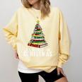 Christmas Book Tree All Booked For Xmas Comfort Colors Sweatshirt Blue Spruce