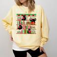 Christmas Cat Santa Bookshelves Book Lover Reader Comfort Colors Sweatshirt Blue Spruce