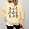 Christmas Library Gingerbread Man Books Lover Bookworm Comfort Colors Sweatshirt Blue Spruce