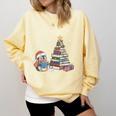 Christmas A Penguin Reading Book Snowflake Cocoa Hot Teacher Comfort Colors Sweatshirt Blue Spruce