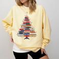Christmas Tree Book Bookworm Comfort Colors Sweatshirt Blue Spruce