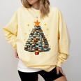Christmas Tree Books Comfort Colors Sweatshirt Blue Spruce