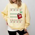 I Closed My Book To Be Here Ugly Christmas Sweater Comfort Colors Sweatshirt Blue Spruce